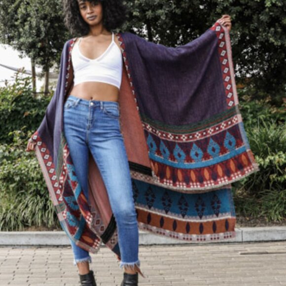 Multi Pattern Ruana - Picture 1 of 7